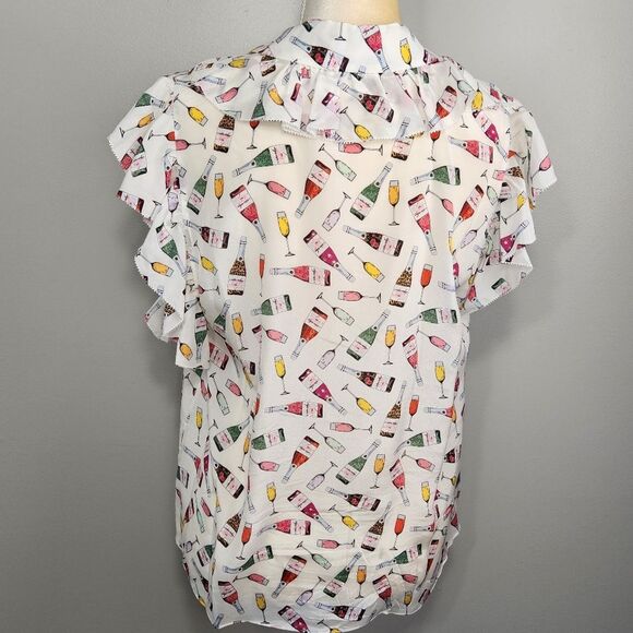 Alice & Olivia Silk Blouse Ruffle Robbie Size M celebrate new year - Picture 6 of 10